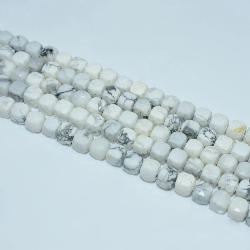 

High Quality Natural 5*5mm Faceted White Howlite Beads For Jewelry Making