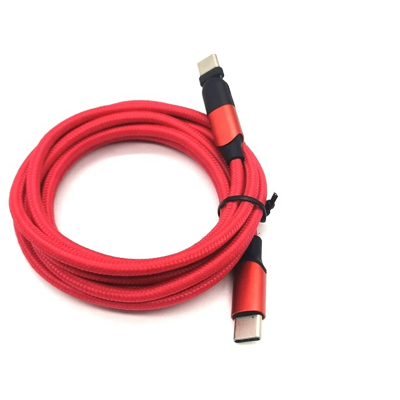 

180 Degree Rotatable Braided PD 100W Type C Charger Cord, Red