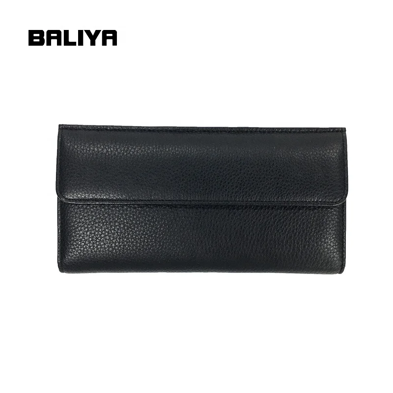 

BALIYA Classic Black Customised Genuine Leather Mens Leather Long Wallet