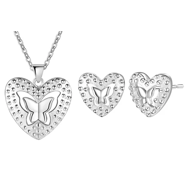 

Hainon wholesale jewelry set of two heart Necklaces and Earrings Jewelry Set for wife Sister Gift card