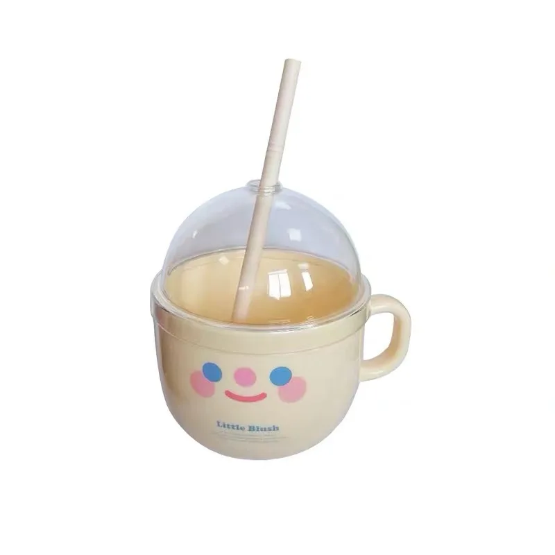 

Ins Style Korean Creative Straw Cup Plastic Portable Mug Cute Personality Water Cup Breakfast Milk Cup Wholesale