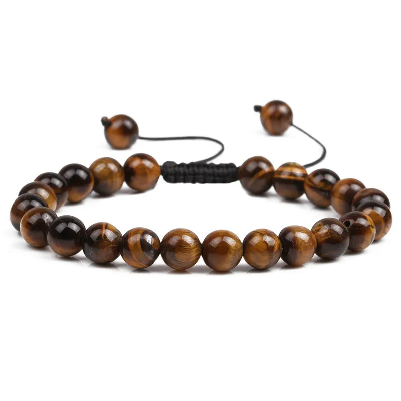 

8mm tiger eye stone bead DIY woven bracelet tiger eye bracelet men's bracelet, As picture