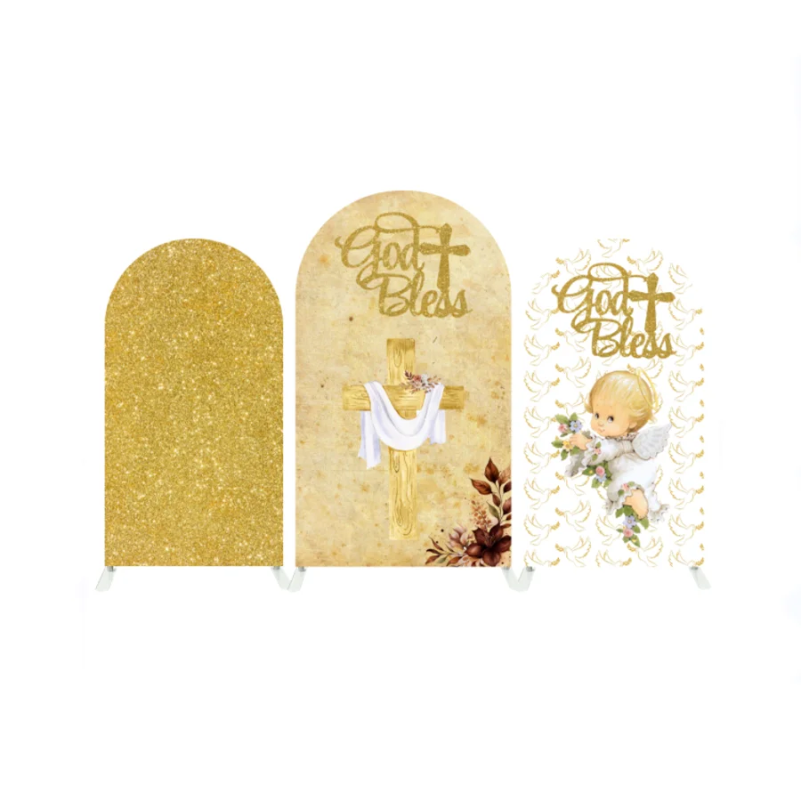 Custom Round Baptism Mi Bautizo Arch Backdrop Cover Single Shot God Bless