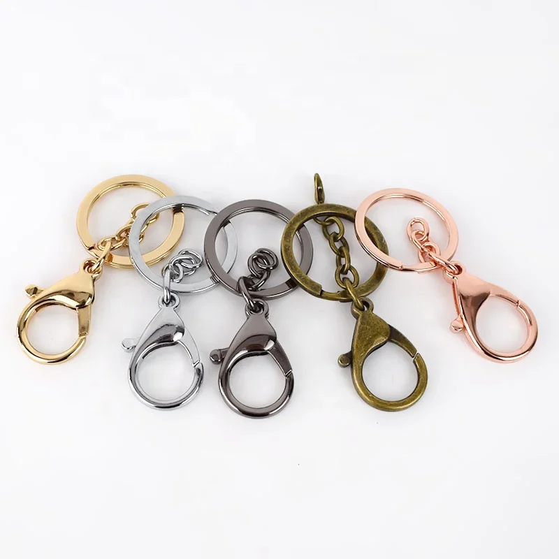 

MeeTee BD332 Alloy Keychain Accessories Lobster Clasp Buckles Jewelry Making Hardware for Bags Swivel Lobster Split Key Ring
