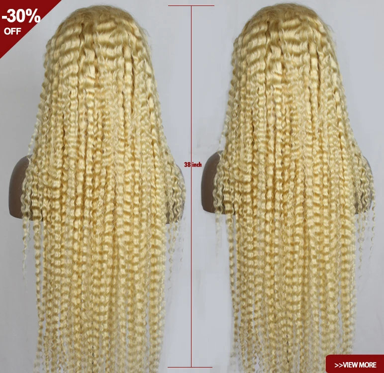 

38inch Blonde Wigs Deal Virgin Cuticle Aligned 300% Density Pre plucked Hd Transparent Lace frontal deep curly 613 blonde Wig