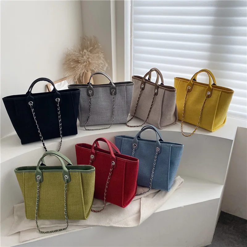 

big handbags for women canvas handbag tote bag chain handbags women bags with chain bag ladies crossbody, Accept customized color