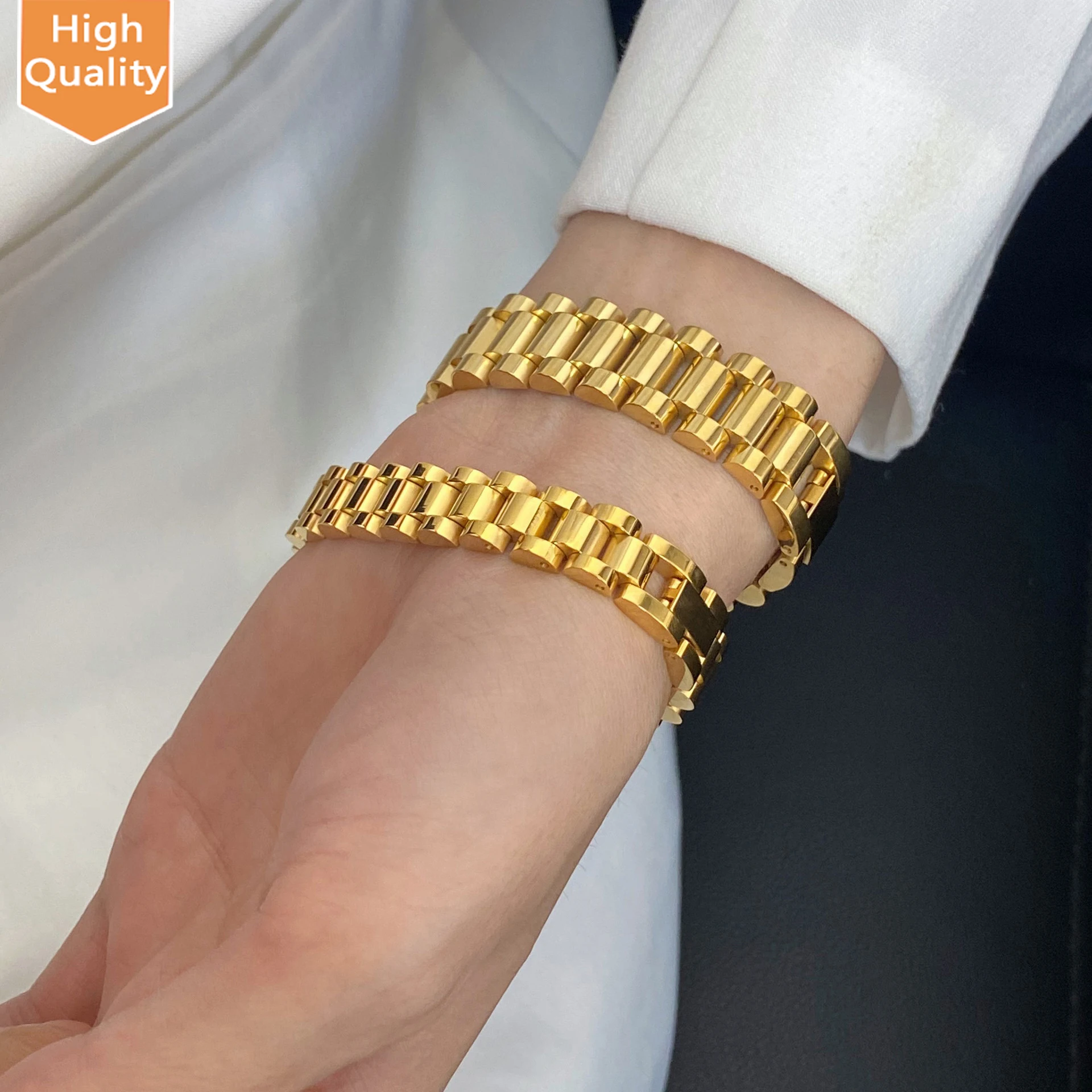 

High-end wholesale 18K gold-plated bracelet adjustable stainless steel bracelet rectangular bracelet