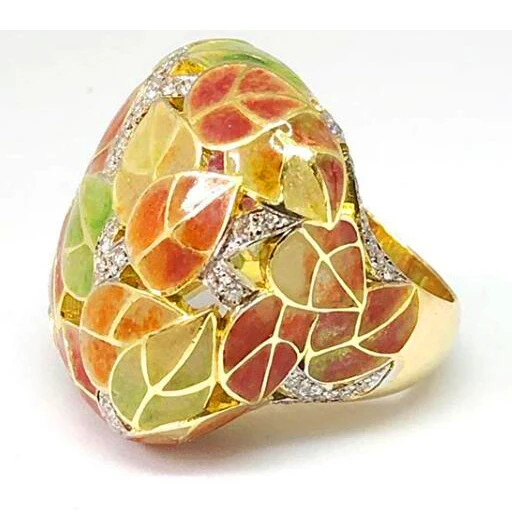 

Fashion jewelry KYRA0909 Geometric Shape Beautiful Enamel rings for women, Gold