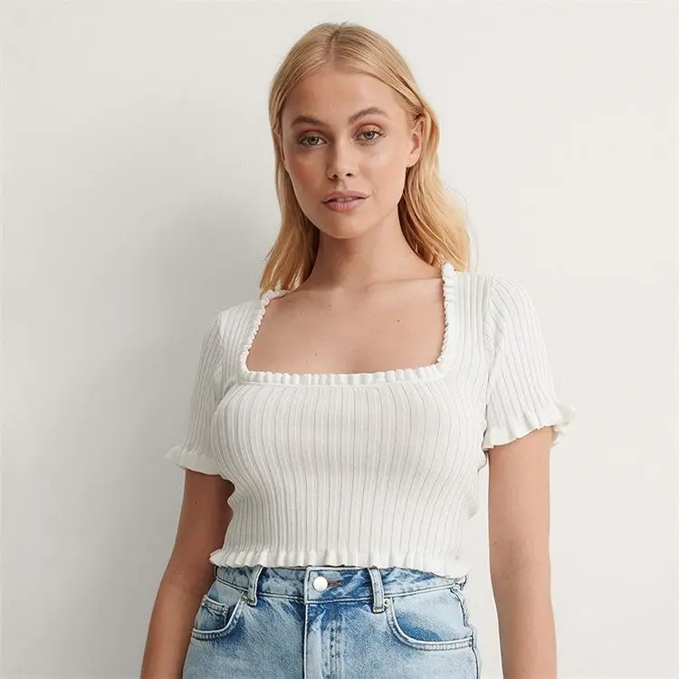 

New Arrival Women Clothing Slash Neck Striped Knitting Tshirt Woman Tops Fashionable, Blue ,white