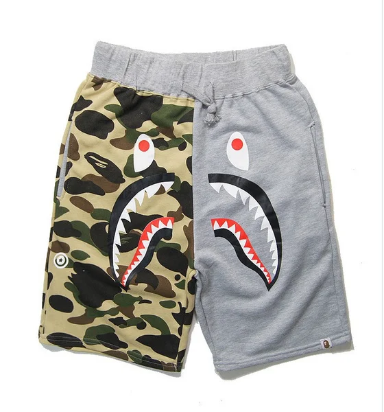 

Fast Shipping Shark Mouth Print Casual Camouflage Sweat Bape Shorts, Picture shown