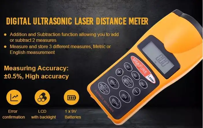 Laser Range Finder CP3007 Infrared Laser Ultrasonic Distance Measuring Device 