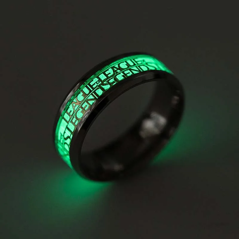 

Unique Luminous Ring Game League Of Legends Souvenir Stainless Steel Glow In The Dark Ring For Men, Gold/silver
