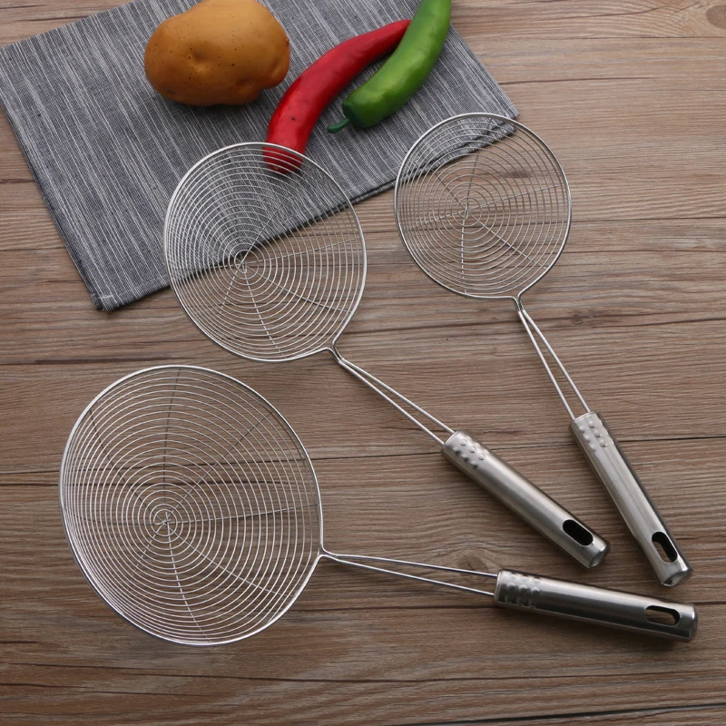 
Hot Sale Noodle Strainer Fine Mesh Stainless Steel Wire Mesh Skimmer Kitchen Strainer 
