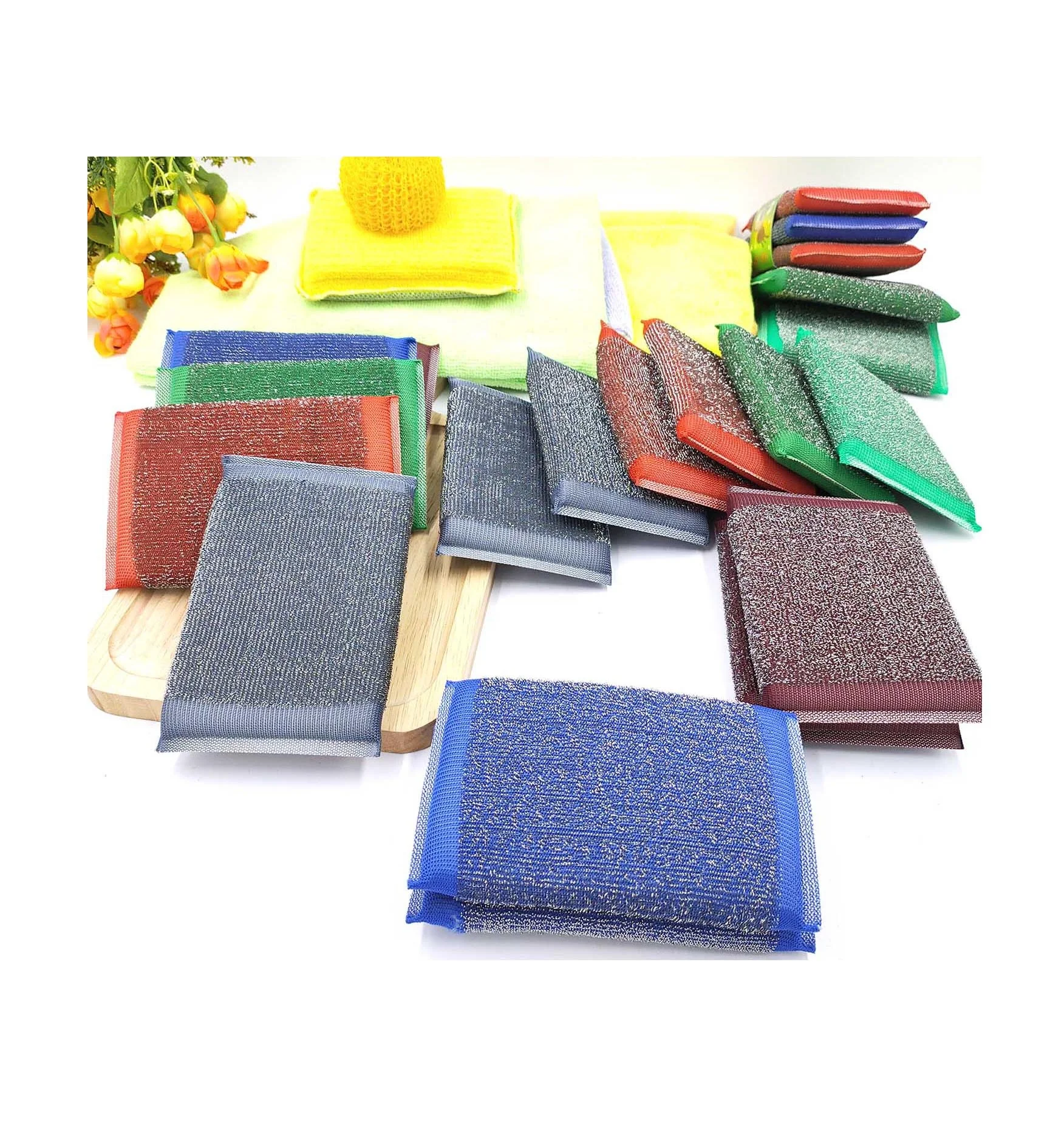 

High Quality Household Products Color Washing Dishes Scouring Pad Kitchen Cleaning Scrub Sponge, Customized