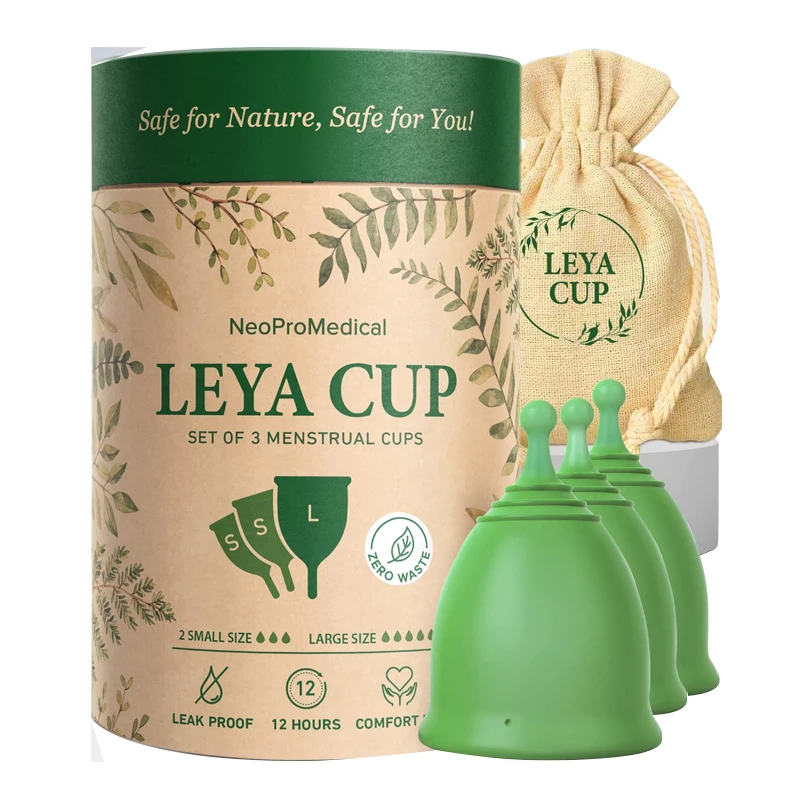 

Eco-friendly New Packaging Soft 100% Medical Grade Organic Reusable Lady Silicone period Menstrual Cup For Women