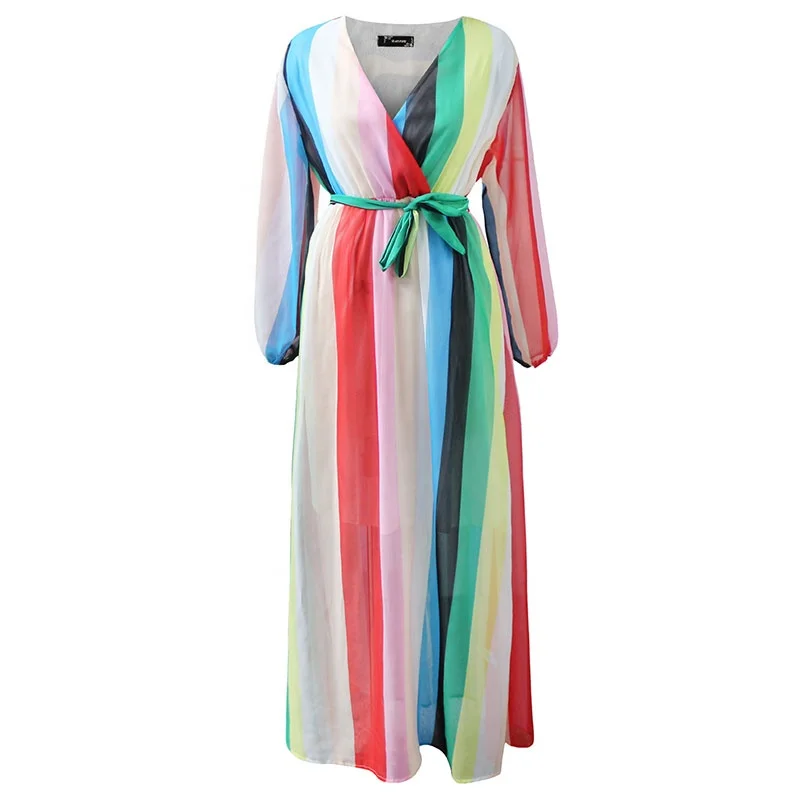 

Autumn and winter chiffon long skirt digital color European and American fashion style big swing skirt dress women's clothing, Shown