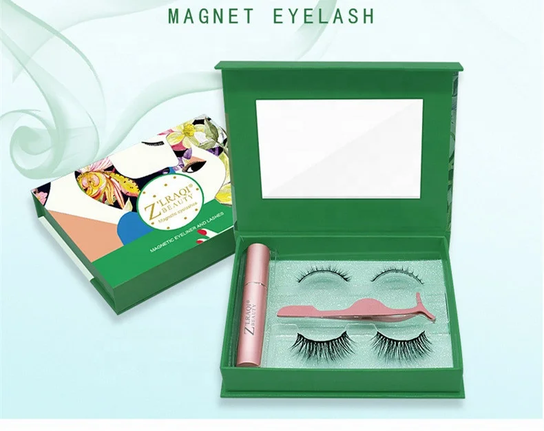 

Magnetic eyeliner 3D magnetic eyeliner eyelash kit with mirror gift box 5 magnet false eyelashes