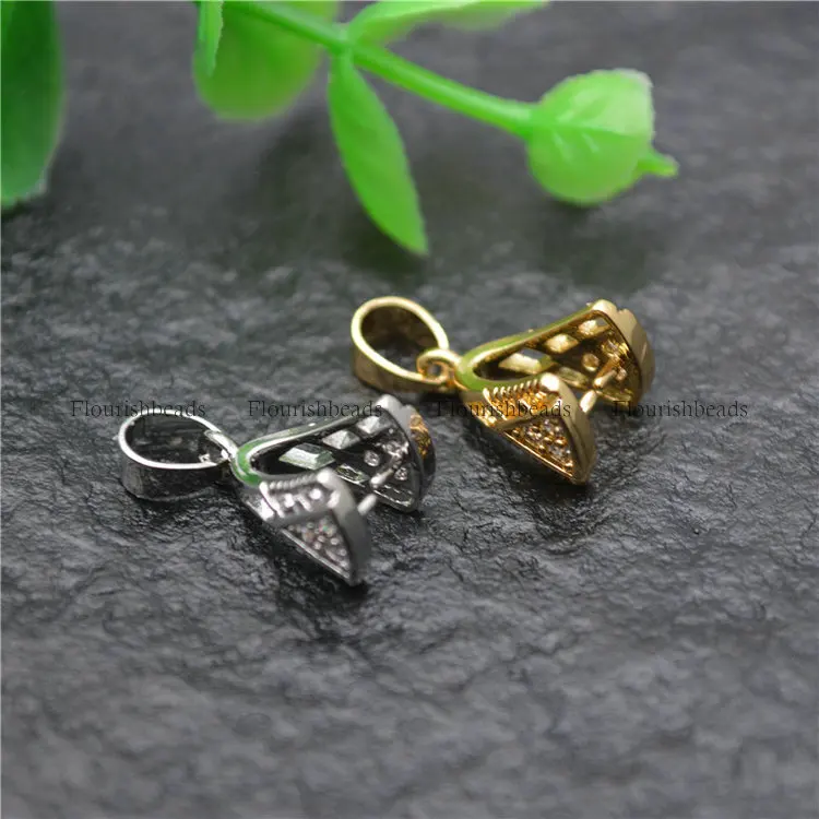 

New design CZ Paved Triangle Shape Pendant Clip Bails Necklace Clasps Connectors Jewelry Findings