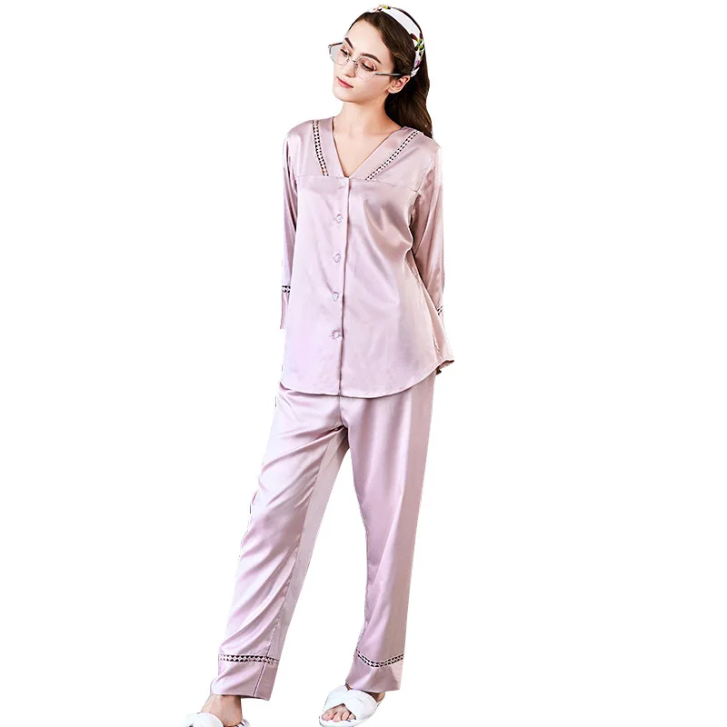 

Wholesale women summer poplin long sleeve pajamas two pieces sets, Heather grey,heather red,heather black etc