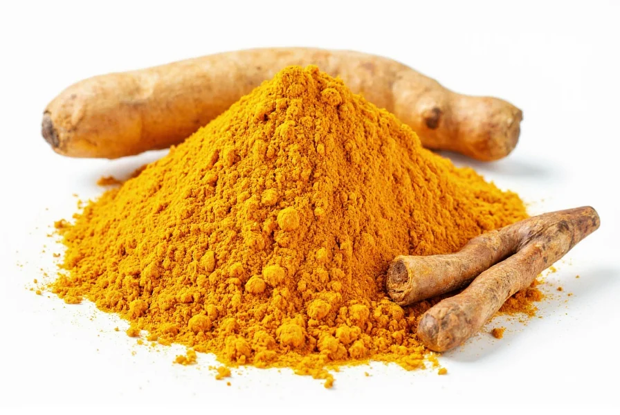 Turmeric root and powder showing natural spice components for digestive health analysis