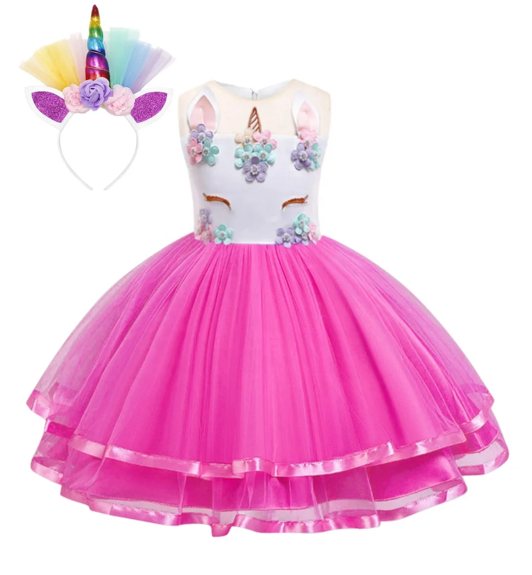 

2021 Best Sellers 3-8 Years Summer Wears Girl Clothing Costume Birthday Party Unicorn Dress
