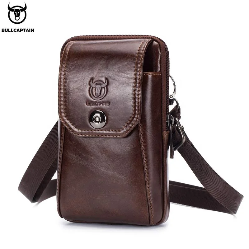 

BULLCAPTAIN Genuine Leather Men's Waist Packs Phone Pouch Bags Waist Bag Male Small chest Shoulder Belt Bag small Waist Packs