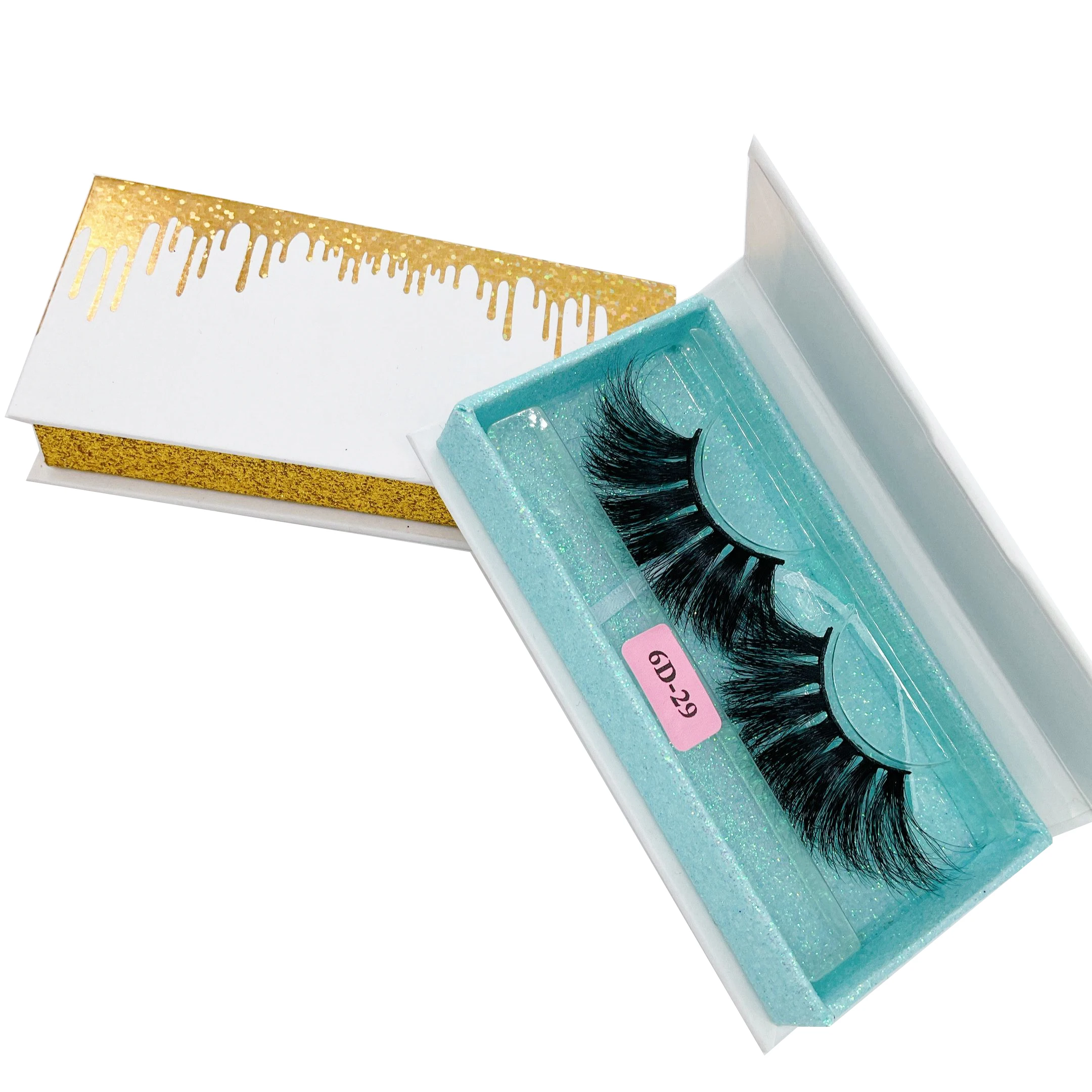 

wholesale natural thick long 6d mink eyelashes with multiple eyelash box, Black color