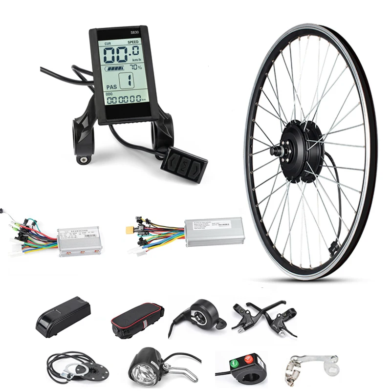 36V 48V 350W 500W Front Wheel Brushless Hub Motor Electric Bike Conversion Kit LCD 26inch 700c for E Bikes Lithium Battery