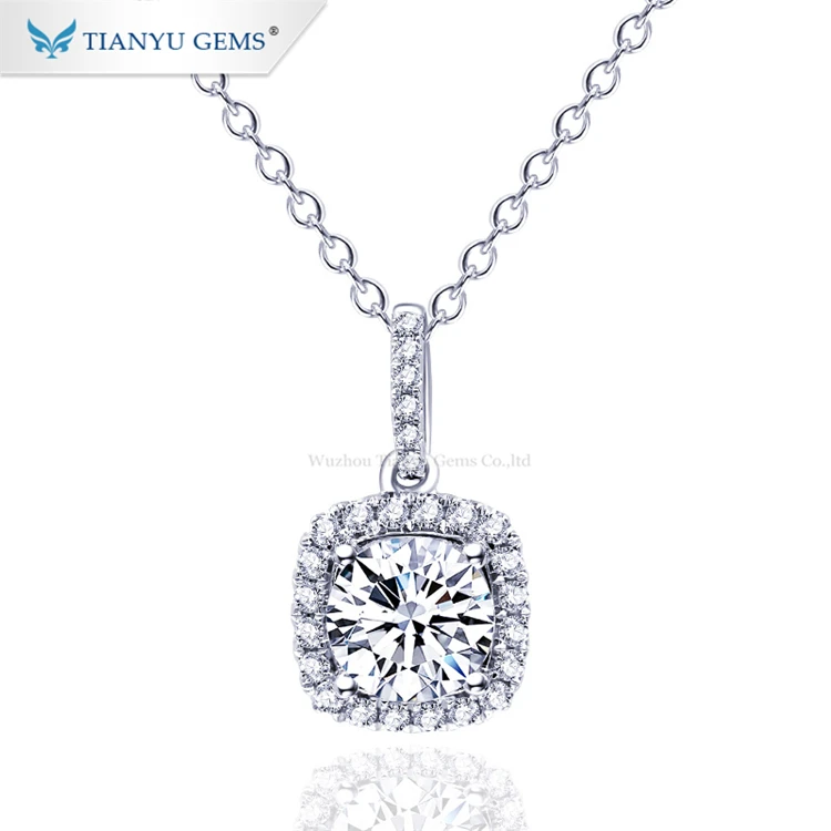 

Tianyu gems customized white gold 6.0mm H&A cut moissanite diamonds pendant