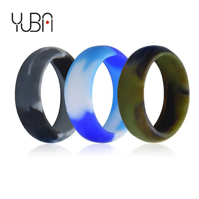 

8 MM 3pcs Silicone Wedding Ring Set Breathable Rubber Rings for Men Women Unique Design Comfort Fit Mens Army Soldier
