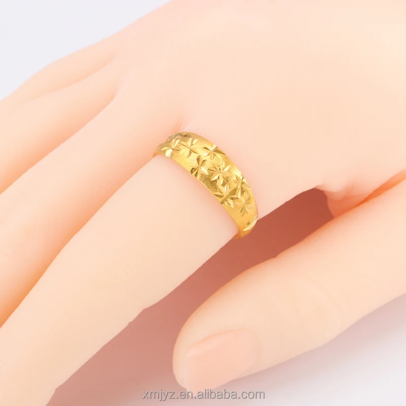 

Foreign Trade Source Frosted Rice Pattern Ring Brass Gold-Plated Open Craft Ring Female Jewelry Wholesale