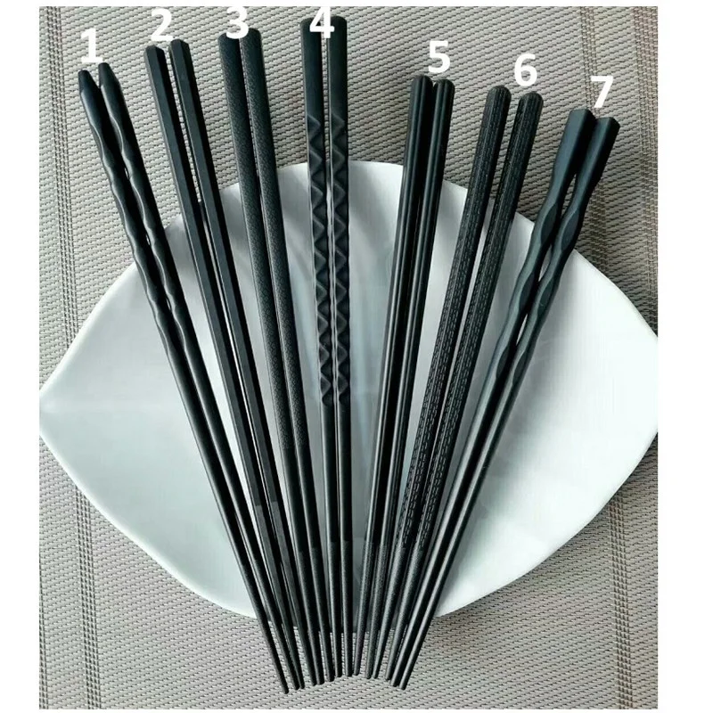 

Plastic PPS/PET Fiberglass Sustainable Japanese Chopsticks Pair Factory Reusable Black Sushi Chopsticks Set