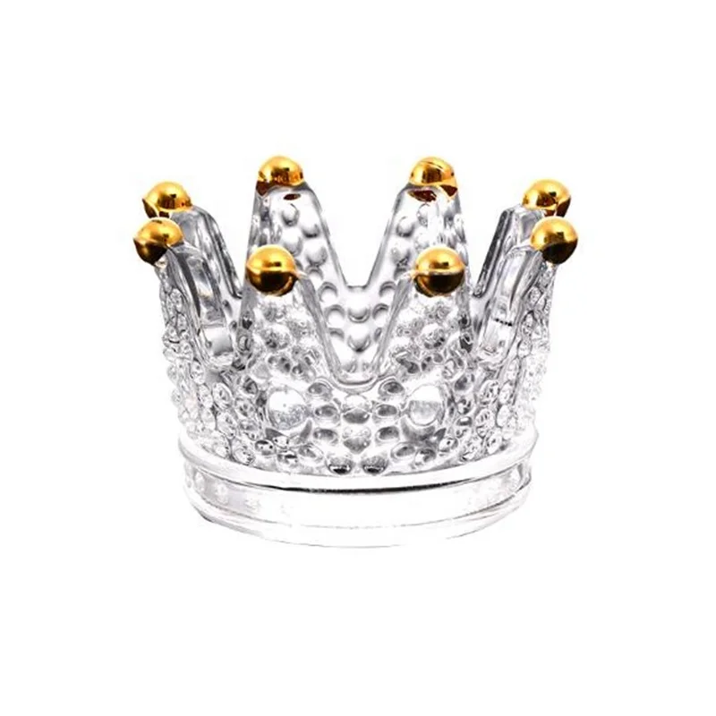 

Glass Crown Shaped Creative Living Room Simple Ashtray Multifunction Personality Mini Healthy Eco-Friendly Ashtray, Transparent/gray/amber/gold/colorful