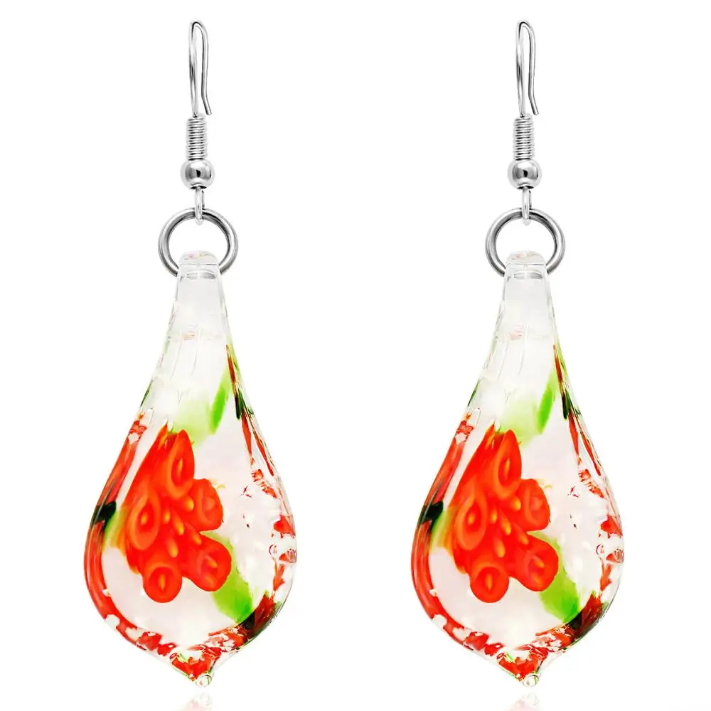 

2020 Ladies Trendy Fashion Colored Glaze Jewelry Women Glass Lampwork Tongue Pendant Murano Drop Earrings, Blue,red,green,yellow