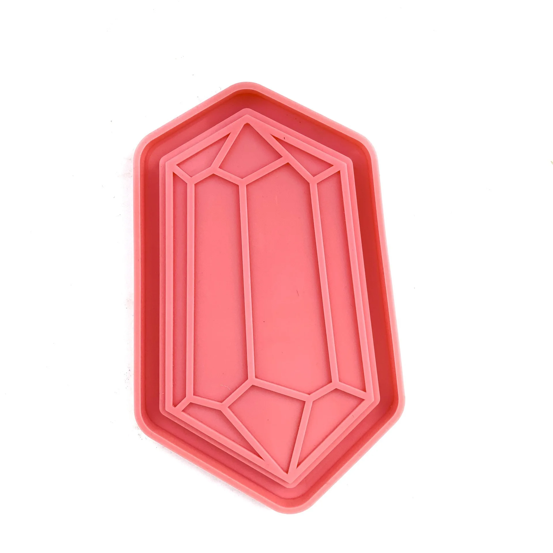 

0595 New DIY Shiny Crystal Epoxy Ruby Tray Coaster Resin Silicone Mold, Pink