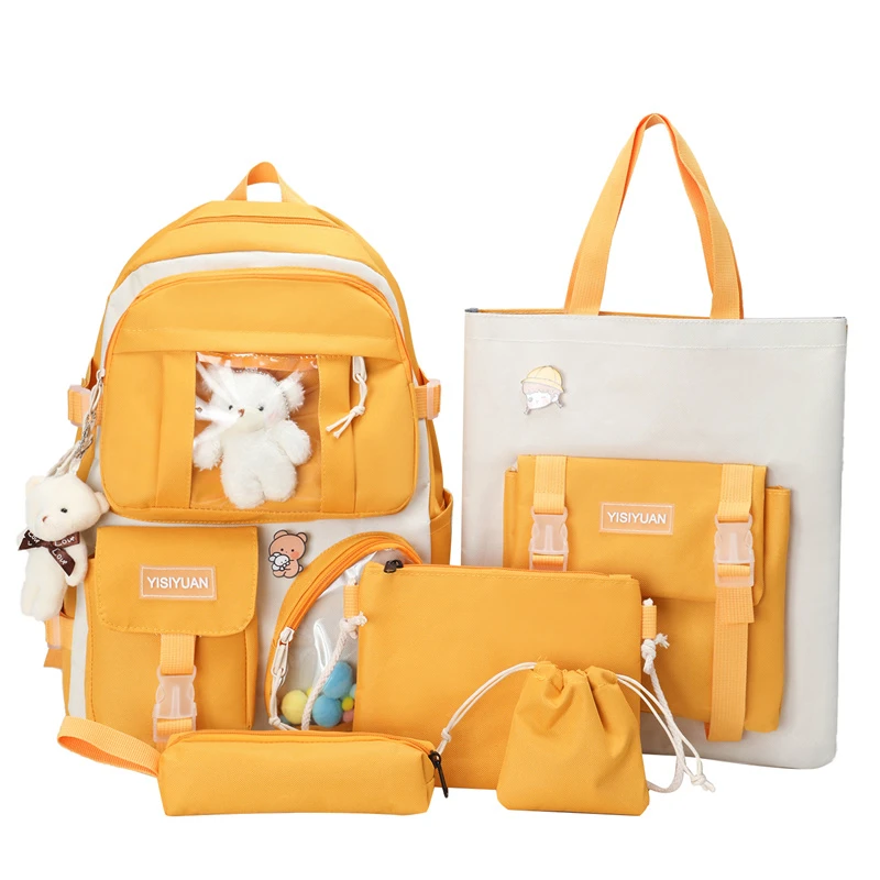 

Large Capacity Casual Backpack Student Schoolbag Travel Bag Five-Piece Set One Piece Dropshipping 647