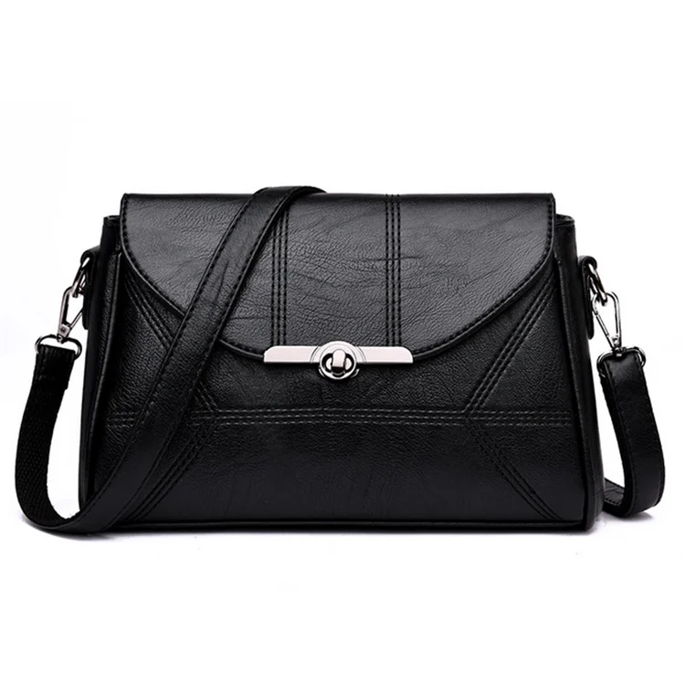 

2019 New Women's Bag Leather Small Square Bag Shoulder Bag, Black red wine