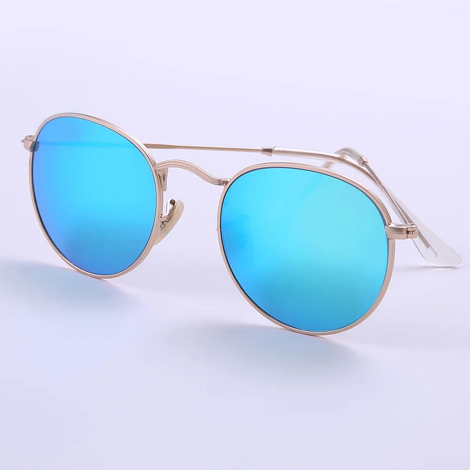 

Top notch 3447 original ray band sunglasses classic round metal frame glass polarized lense sunglasses with logo