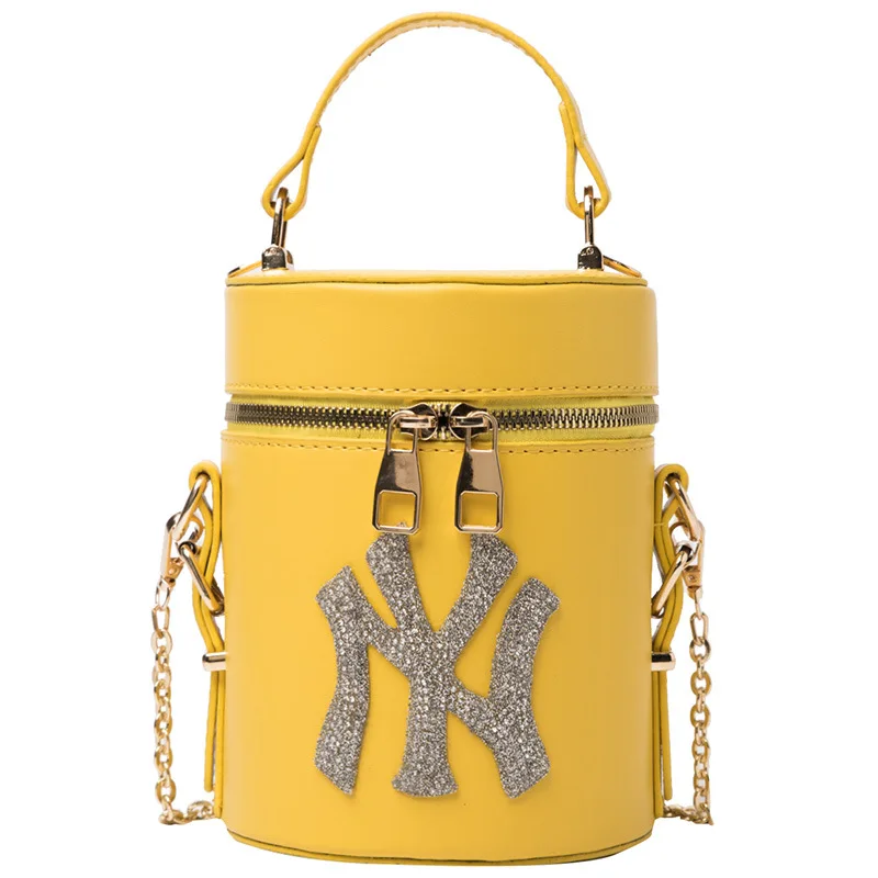 

Wholesale Fashion Crystal NY Bucket Handbag Purse Women Luxury Handle Round Bag Shoulder Strap Crossbody, Customizable