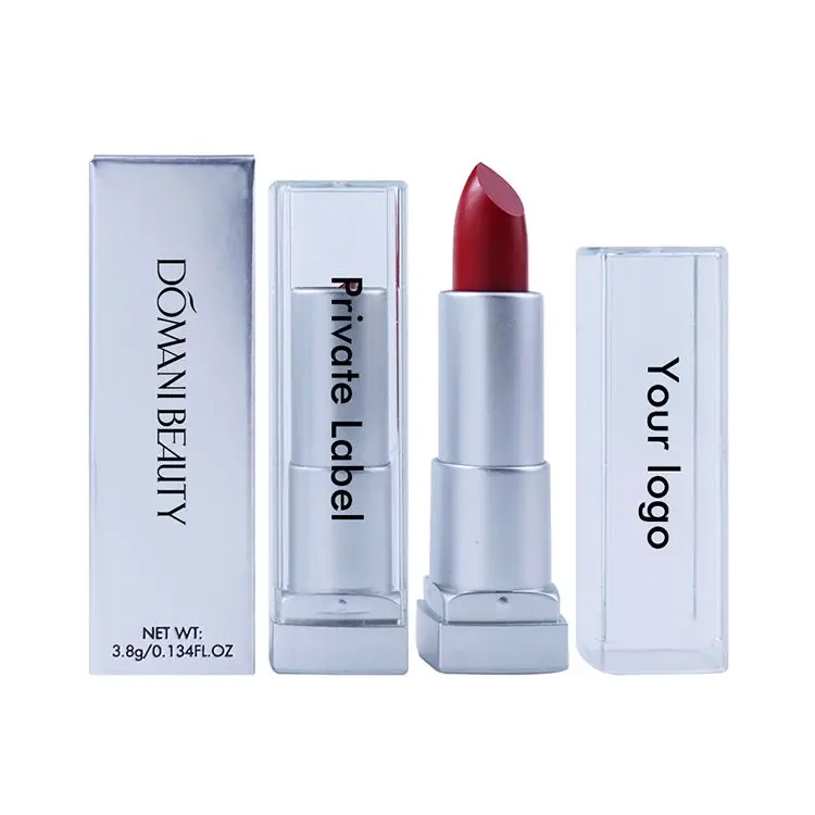 

Oem Low Moq 9 Color Transparent Silver Tube Vender Logo Customize Brand High Pigment Moisturizing Matte Red Lip Stick Lipstick, 9 colors