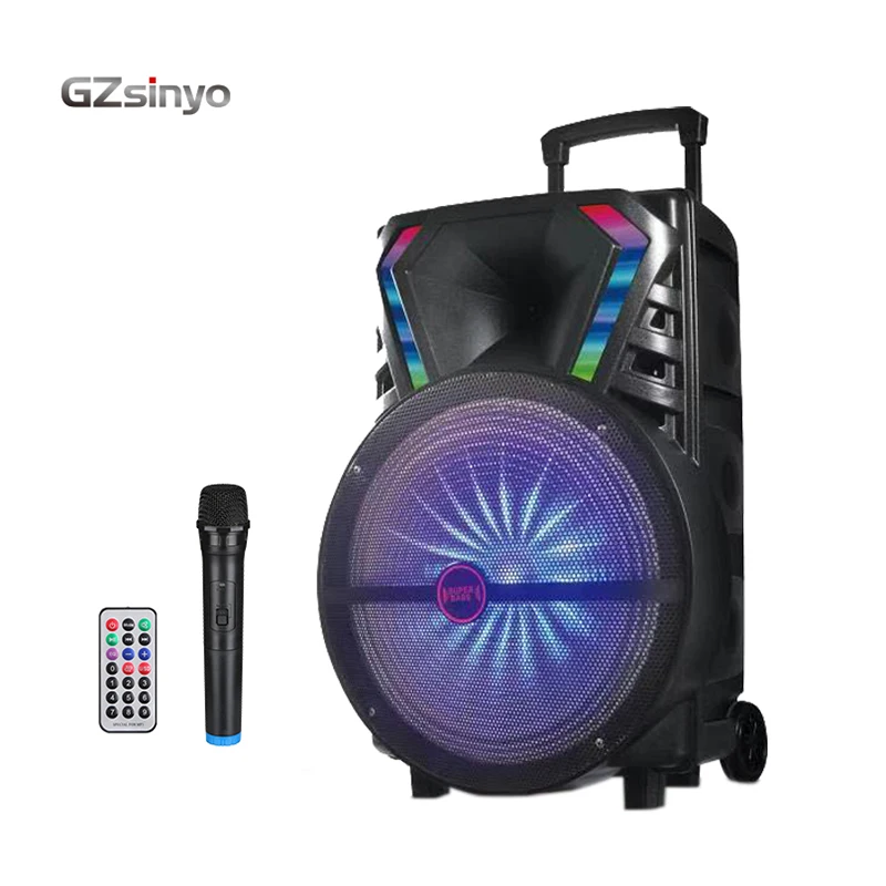 

15 inch speaker wireless microphone trolley speaker factory ready goods directly