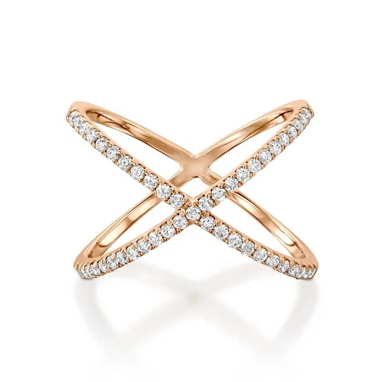 

Fashion 925 diamond X cross ring LYR0474