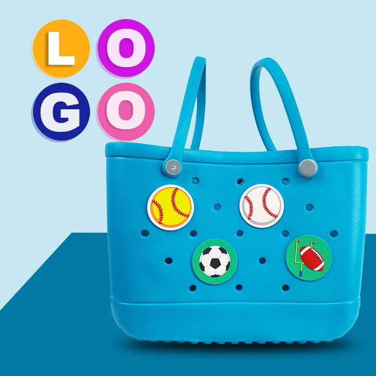 

2022 Custom Logo Summer PVC Rubber Silicone Eva Bag Charms Accessories Decorations Insert X Large Tote Handbag Beach Bogges Bag, Pantone color is available