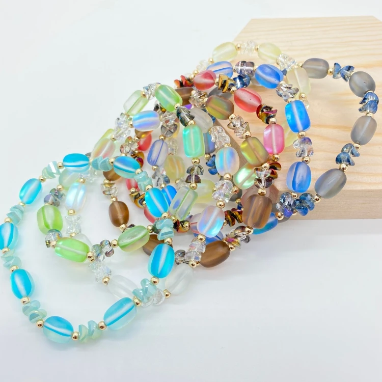 

NEW Aurora Borealis matte stone stretch bracelets Beads Crystal hand bracelet for women, Picture shows