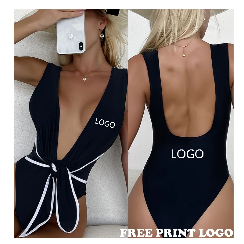 

Free Shipping European and American new one piece swimsuit deep V collar big backless sexy swimsuit summer women sexy swimsuit