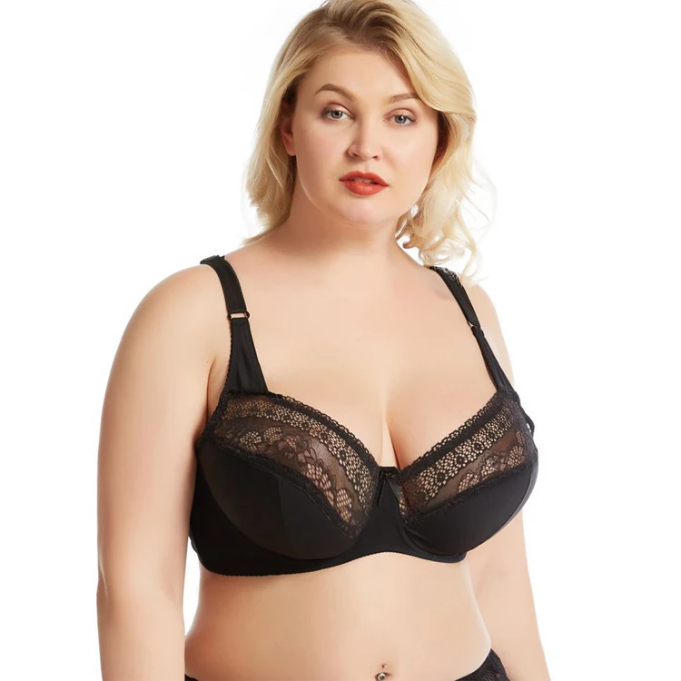 

Plus size women's bra large size top underwear sexy lace G cup bra comfortable thin top 3/4 full, Black,white,beige,pink,purple,grey