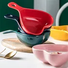 Unique design popular style custom logo heart shape ceramic serving bowl with handle
