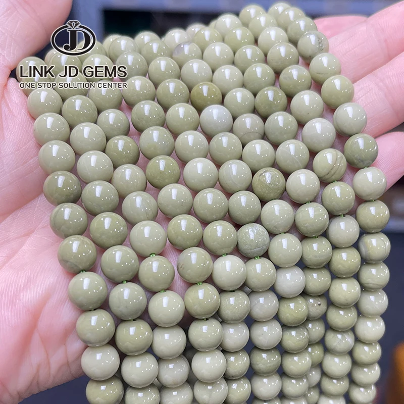 

JD Wholesale 6/8/10mm Round Polished Loose Spacer Bead Natural Stone Avocado Alxa Stone Beads for Jewelry Making