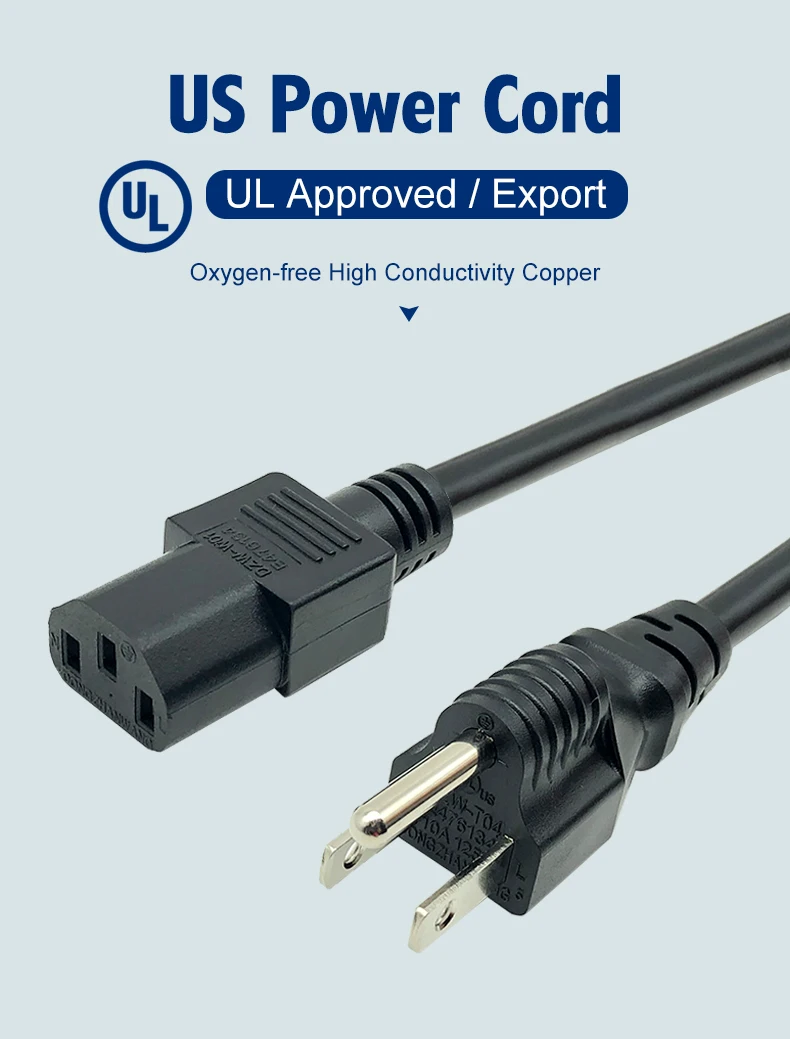 American Ul Sjtw 14/16/18 Awg Black 125v 10a 3 Pin Plug Prong Electric