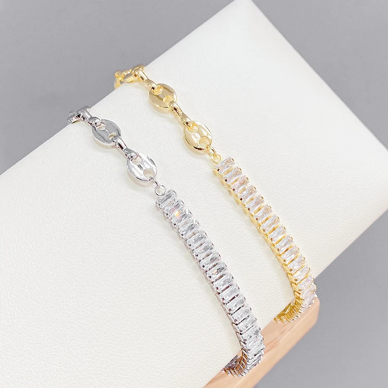 

SL89308 Fashion design gold plated brass zircon women jewelry tennis bracelets